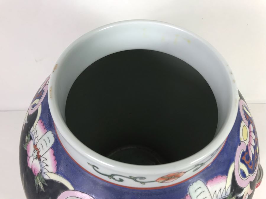 Large Chinese Lidded Porcelain Jar Made In Hong Kong 20H X 12W [Photo 18]