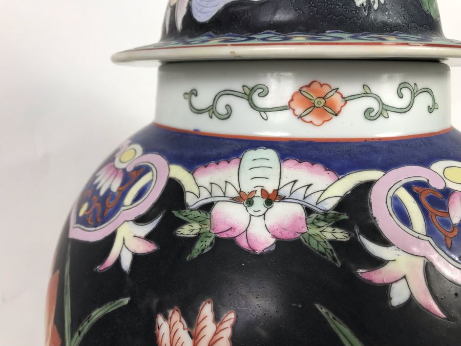 Large Chinese Lidded Porcelain Jar Made In Hong Kong 20H X 12W [Photo 7]