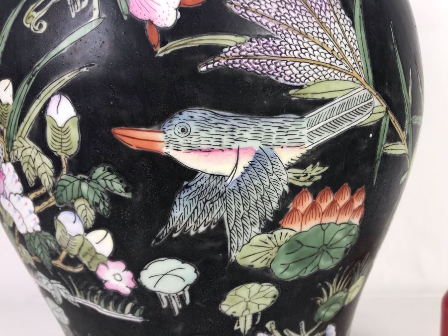 Large Chinese Lidded Porcelain Jar Made In Hong Kong 20H X 12W [Photo 14]