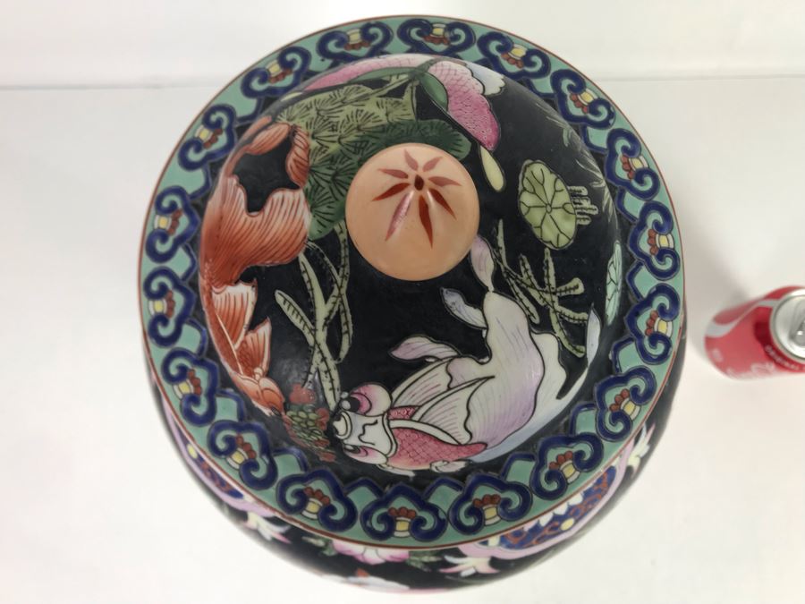 Large Chinese Lidded Porcelain Jar Made In Hong Kong 20H X 12W [Photo 23]