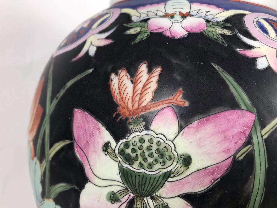 Large Chinese Lidded Porcelain Jar Made In Hong Kong 20H X 12W [Photo 6]