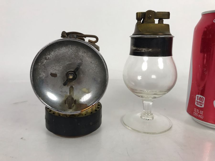 Justrite Carbide Miners Lamp And Vintage Pacific Table Top Lighter [Photo 2]