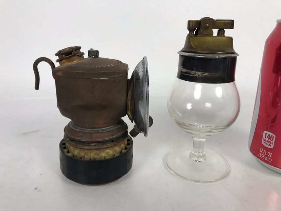 Justrite Carbide Miners Lamp And Vintage Pacific Table Top Lighter [Photo 4]