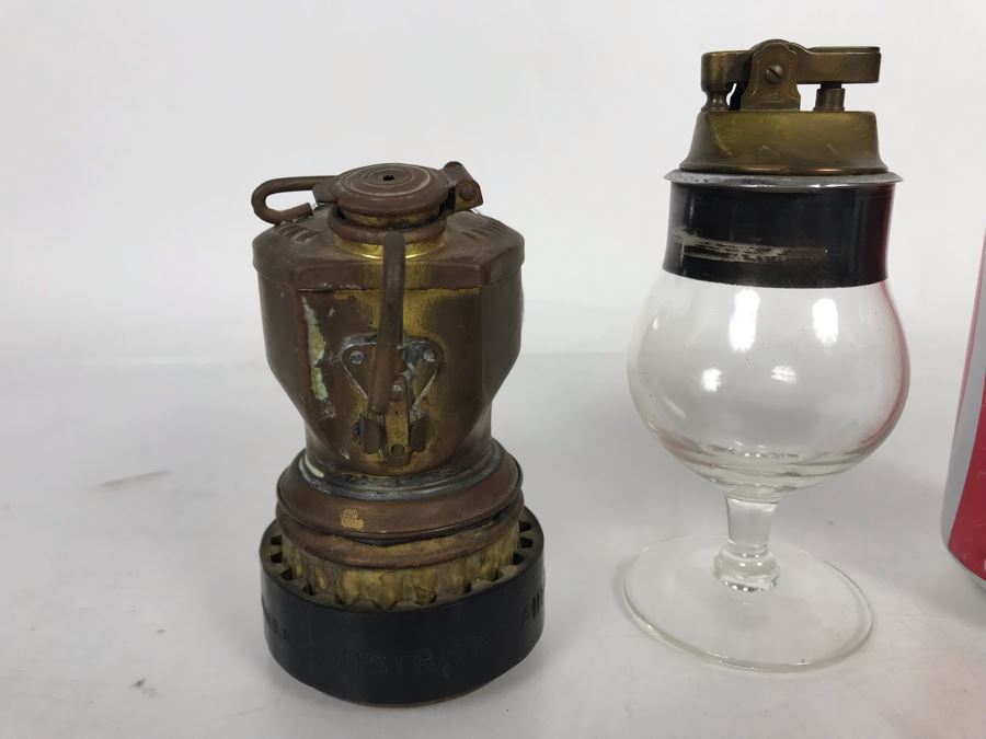 Justrite Carbide Miners Lamp And Vintage Pacific Table Top Lighter [Photo 5]