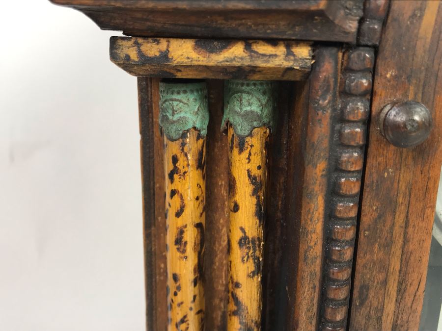 Wooden Mantle Clock With Reverse Painted Glass - Don't Have Correct Size Wind-Up Key So Hasn't Been Tested 13W X 5D X 14H [Photo 4]