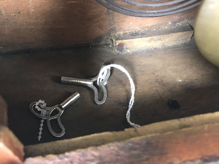 Wooden Mantle Clock With Reverse Painted Glass - Don't Have Correct Size Wind-Up Key So Hasn't Been Tested 13W X 5D X 14H [Photo 12]