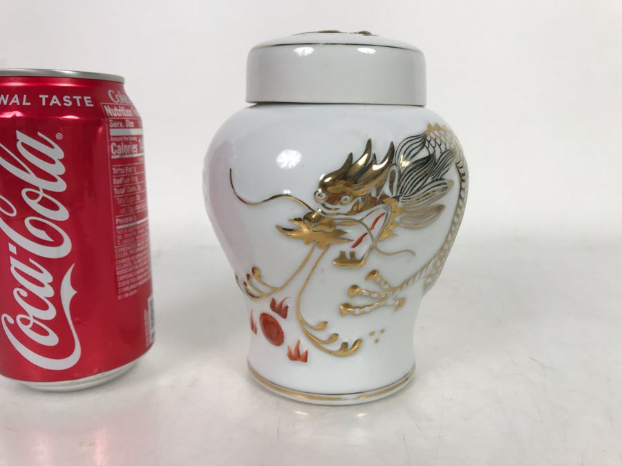 Signed Asian Dragon Serpent Ginger Jar 5.5H [Photo 1]