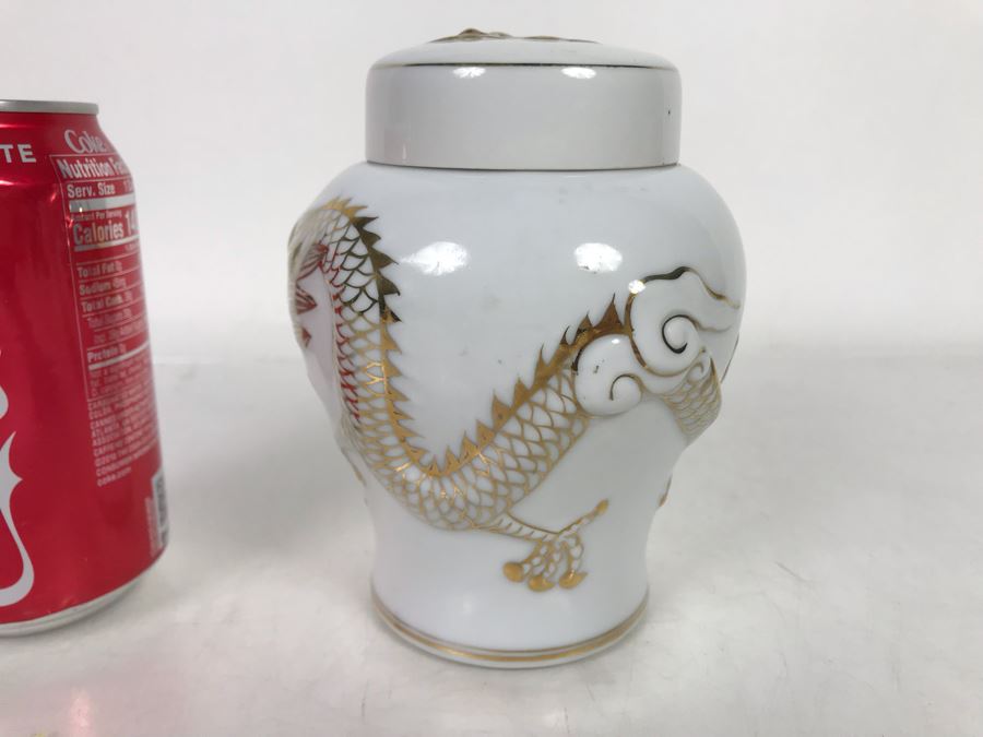 Signed Asian Dragon Serpent Ginger Jar 5.5H [Photo 3]