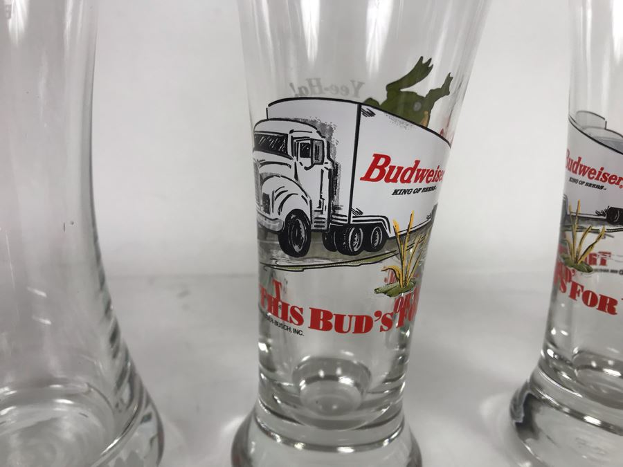 Pair Of Erdinger Beer Glasses And Pair Of Budweiser Advertising Beer Glasses [Photo 4]