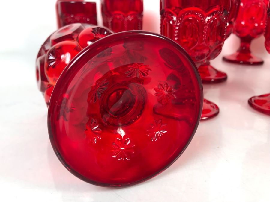 (17) Red Glasses Stemware 6H And 4.5H [Photo 7]