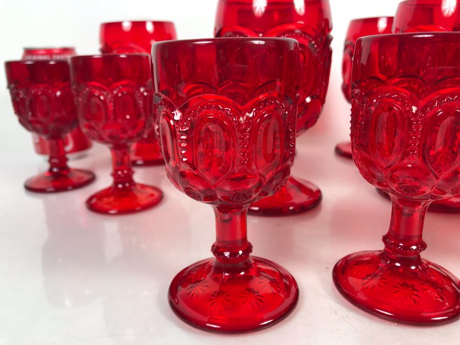 (17) Red Glasses Stemware 6H And 4.5H [Photo 4]
