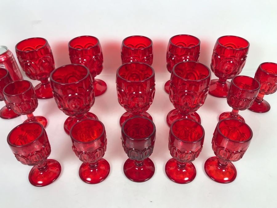 (17) Red Glasses Stemware 6H And 4.5H [Photo 6]