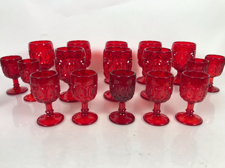(17) Red Glasses Stemware 6H And 4.5H [Photo 2]