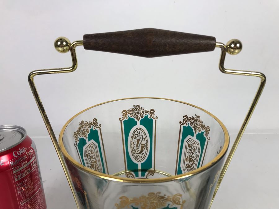 Mid-Century Ice Bucket With Ice Tongs 8W X 9H [Photo 4]