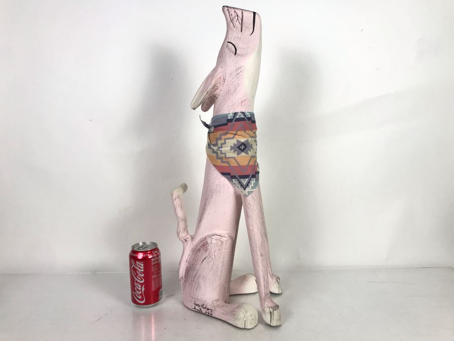 Signed Jorge Rodriguez Santa Fe, New Mexico Coyote Wood Sculpture 9W X 8D X 24H [Photo 2]