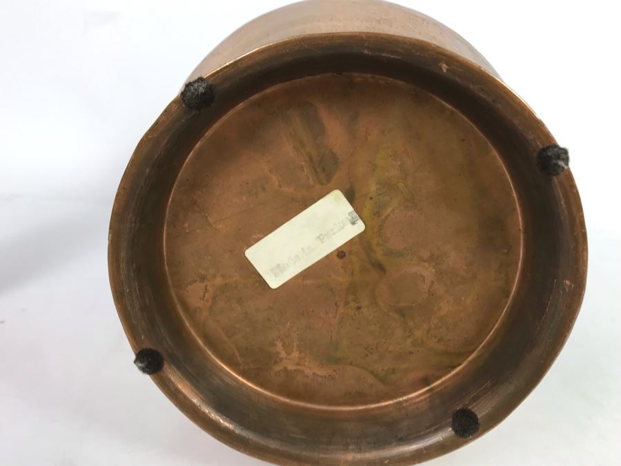 Turkish Hammered Brass Copper Vessel With Handle 10H [Photo 7]