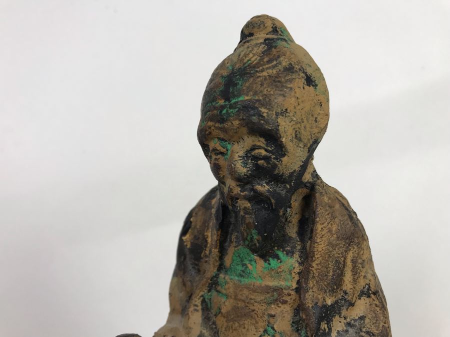 Heavy Japanese Gilded Metal Sculpture Of Scholar Man Riding Horse (2 Pieces) 14W X 7D X 14.5H [Photo 4]