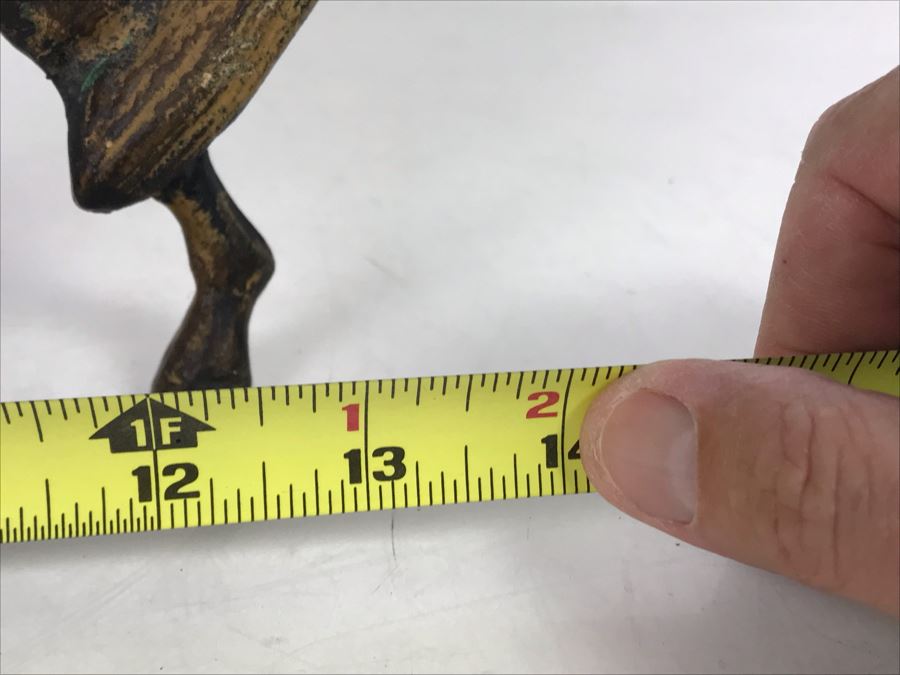 Heavy Japanese Gilded Metal Sculpture Of Scholar Man Riding Horse (2 Pieces) 14W X 7D X 14.5H [Photo 16]