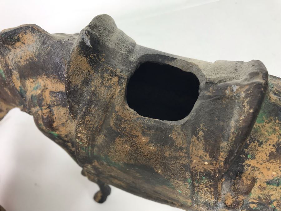 Heavy Japanese Gilded Metal Sculpture Of Scholar Man Riding Horse (2 Pieces) 14W X 7D X 14.5H [Photo 13]