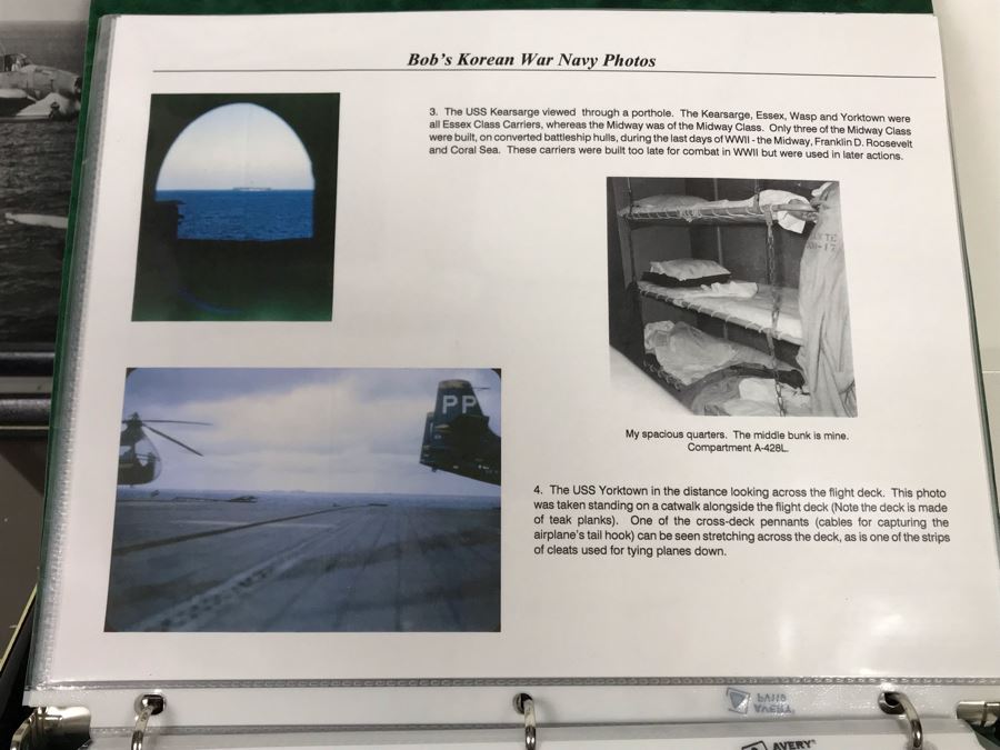 Detailed Firsthand Account Of Korean War Featuring Exclusive Photos Aboard Aircraft Carrier USS Wasp CVA-18 With Fighter Squadron VF-151, Framed Sticker From Fighter Squadron VF-151 And Framed B&W Photograph - See Photos For Sampling [Photo 13]