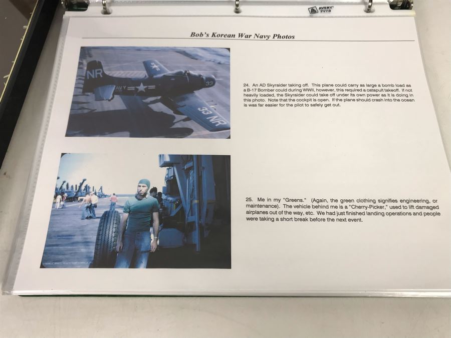 Detailed Firsthand Account Of Korean War Featuring Exclusive Photos Aboard Aircraft Carrier USS Wasp CVA-18 With Fighter Squadron VF-151, Framed Sticker From Fighter Squadron VF-151 And Framed B&W Photograph - See Photos For Sampling [Photo 19]