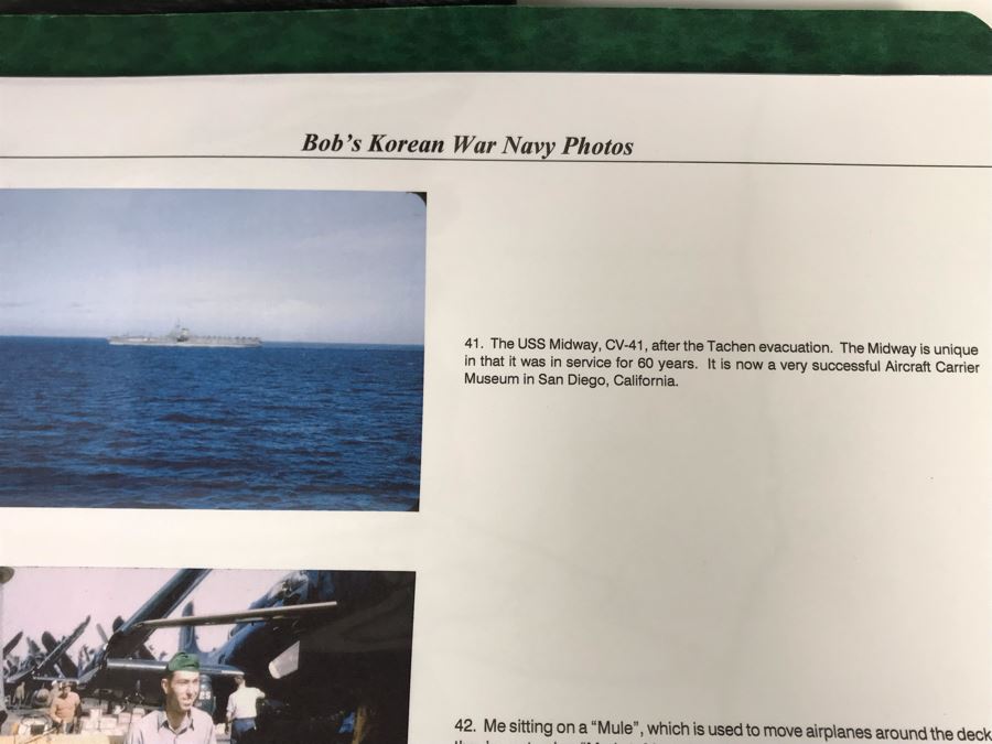 Detailed Firsthand Account Of Korean War Featuring Exclusive Photos Aboard Aircraft Carrier USS Wasp CVA-18 With Fighter Squadron VF-151, Framed Sticker From Fighter Squadron VF-151 And Framed B&W Photograph - See Photos For Sampling [Photo 26]