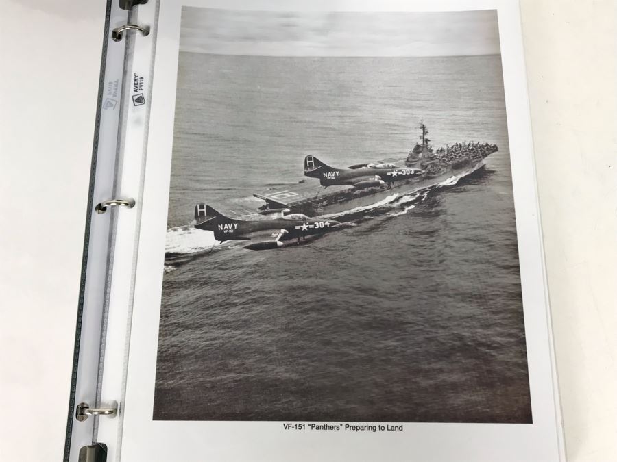 Detailed Firsthand Account Of Korean War Featuring Exclusive Photos Aboard Aircraft Carrier USS Wasp CVA-18 With Fighter Squadron VF-151, Framed Sticker From Fighter Squadron VF-151 And Framed B&W Photograph - See Photos For Sampling [Photo 7]