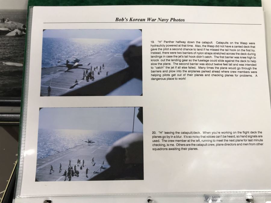Detailed Firsthand Account Of Korean War Featuring Exclusive Photos Aboard Aircraft Carrier USS Wasp CVA-18 With Fighter Squadron VF-151, Framed Sticker From Fighter Squadron VF-151 And Framed B&W Photograph - See Photos For Sampling [Photo 17]