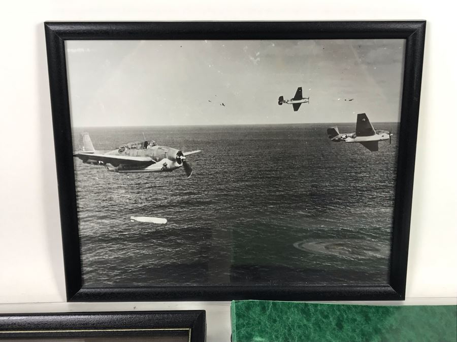 Detailed Firsthand Account Of Korean War Featuring Exclusive Photos Aboard Aircraft Carrier USS Wasp CVA-18 With Fighter Squadron VF-151, Framed Sticker From Fighter Squadron VF-151 And Framed B&W Photograph - See Photos For Sampling [Photo 3]