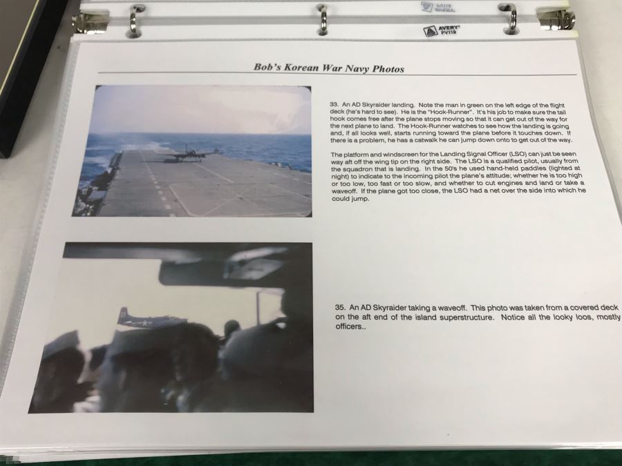 Detailed Firsthand Account Of Korean War Featuring Exclusive Photos Aboard Aircraft Carrier USS Wasp CVA-18 With Fighter Squadron VF-151, Framed Sticker From Fighter Squadron VF-151 And Framed B&W Photograph - See Photos For Sampling [Photo 22]