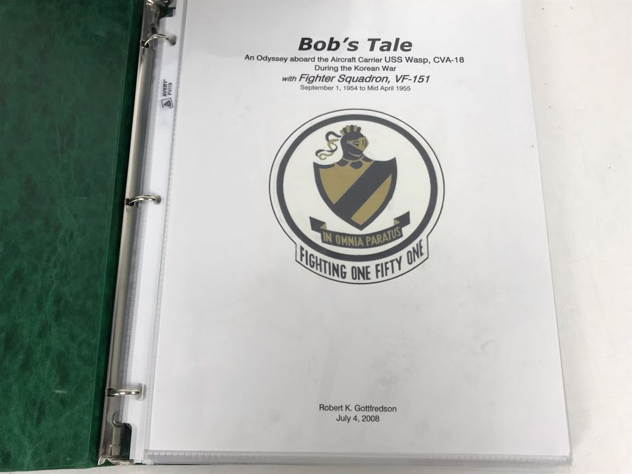 Detailed Firsthand Account Of Korean War Featuring Exclusive Photos Aboard Aircraft Carrier USS Wasp CVA-18 With Fighter Squadron VF-151, Framed Sticker From Fighter Squadron VF-151 And Framed B&W Photograph - See Photos For Sampling [Photo 6]