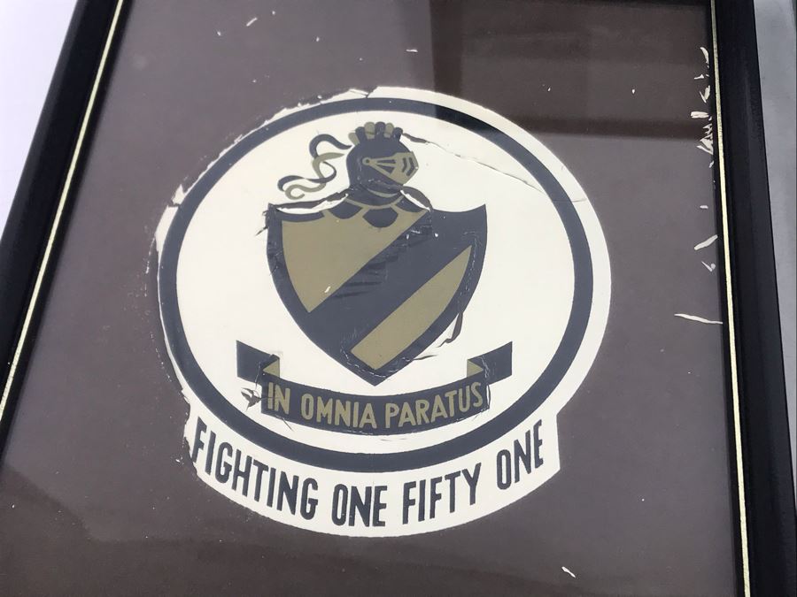 Detailed Firsthand Account Of Korean War Featuring Exclusive Photos Aboard Aircraft Carrier USS Wasp CVA-18 With Fighter Squadron VF-151, Framed Sticker From Fighter Squadron VF-151 And Framed B&W Photograph - See Photos For Sampling [Photo 2]