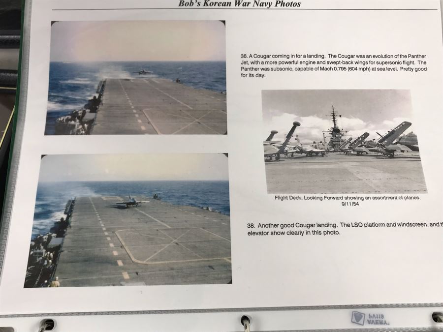Detailed Firsthand Account Of Korean War Featuring Exclusive Photos Aboard Aircraft Carrier USS Wasp CVA-18 With Fighter Squadron VF-151, Framed Sticker From Fighter Squadron VF-151 And Framed B&W Photograph - See Photos For Sampling [Photo 23]