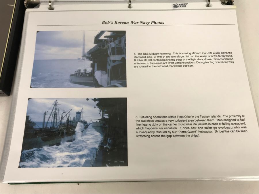 Detailed Firsthand Account Of Korean War Featuring Exclusive Photos Aboard Aircraft Carrier USS Wasp CVA-18 With Fighter Squadron VF-151, Framed Sticker From Fighter Squadron VF-151 And Framed B&W Photograph - See Photos For Sampling [Photo 14]