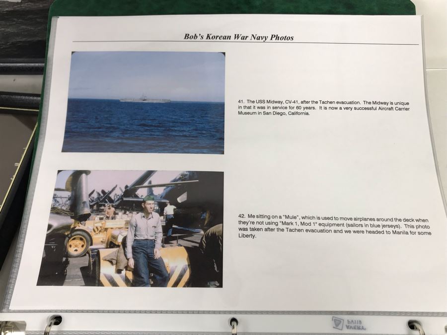 Detailed Firsthand Account Of Korean War Featuring Exclusive Photos Aboard Aircraft Carrier USS Wasp CVA-18 With Fighter Squadron VF-151, Framed Sticker From Fighter Squadron VF-151 And Framed B&W Photograph - See Photos For Sampling [Photo 25]