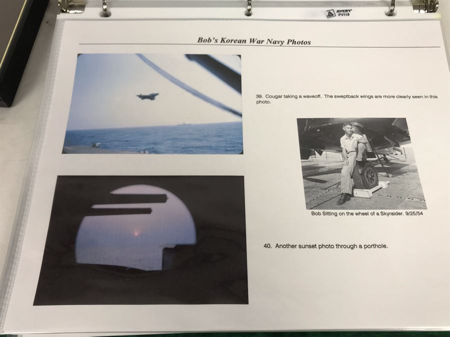 Detailed Firsthand Account Of Korean War Featuring Exclusive Photos Aboard Aircraft Carrier USS Wasp CVA-18 With Fighter Squadron VF-151, Framed Sticker From Fighter Squadron VF-151 And Framed B&W Photograph - See Photos For Sampling [Photo 24]
