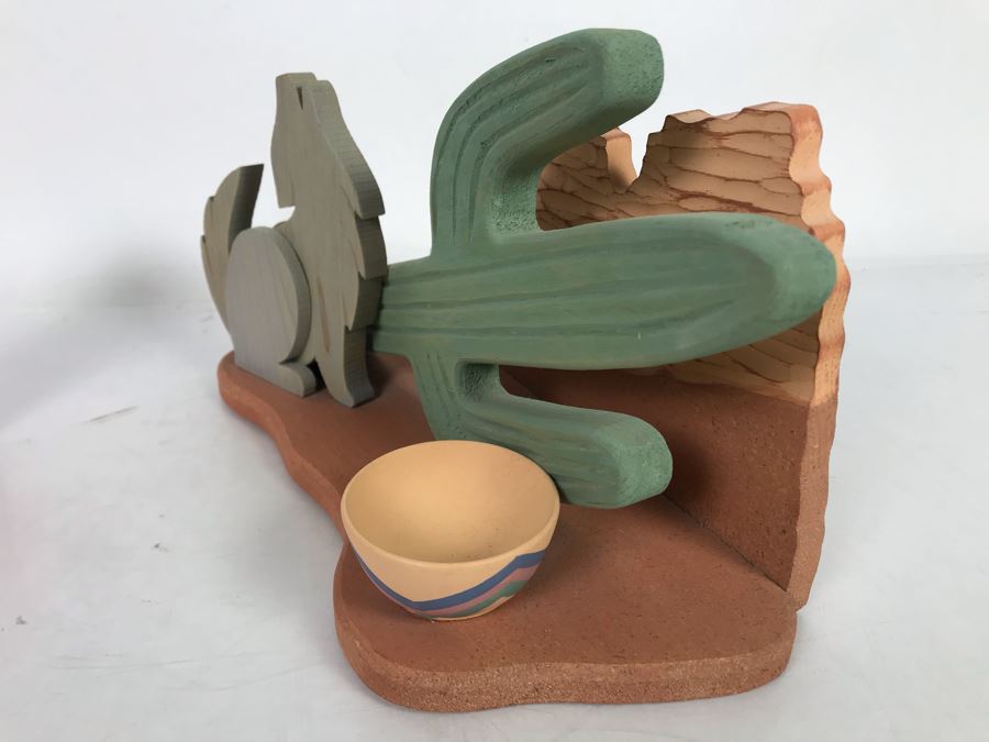 Vintage 1990 Reena Sullivan Desert Coyote Wooden Sculpture Salt Lake City, Utah 11W X 6D X 6.5H [Photo 4]