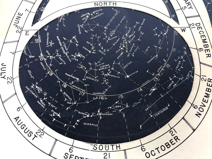 Griffith Observatory Astrorama Chart - Shows Sky At Any Hour Of The Year 10.5W X 11H [Photo 4]