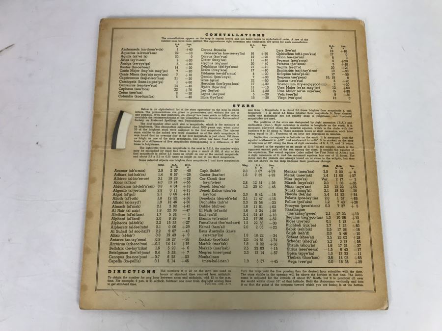 Griffith Observatory Astrorama Chart - Shows Sky At Any Hour Of The Year 10.5W X 11H [Photo 6]