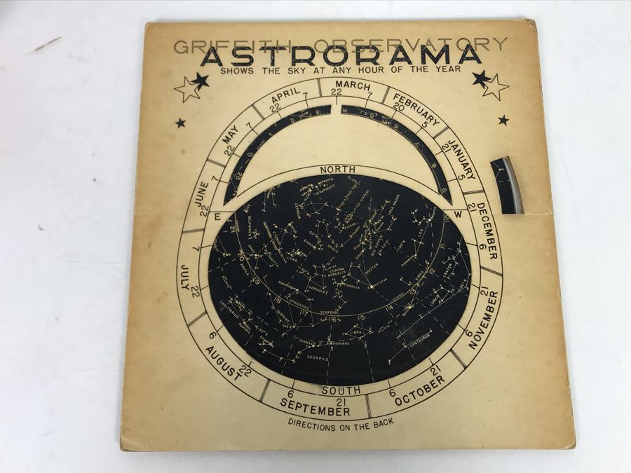 Griffith Observatory Astrorama Chart - Shows Sky At Any Hour Of The Year 10.5W X 11H [Photo 2]