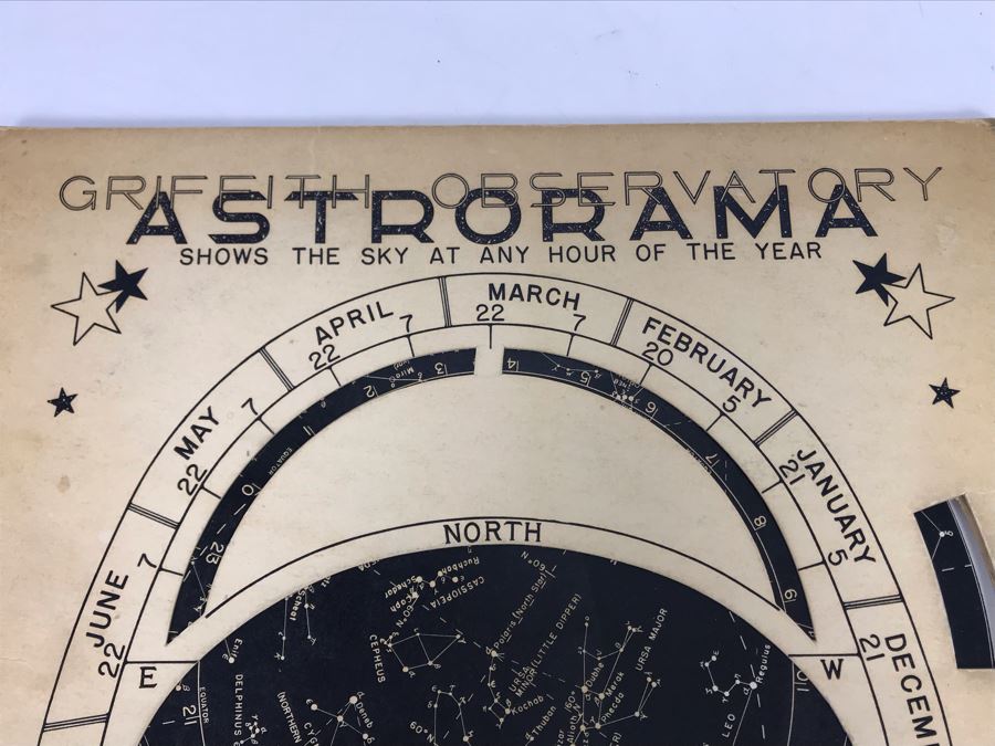 Griffith Observatory Astrorama Chart - Shows Sky At Any Hour Of The Year 10.5W X 11H [Photo 3]