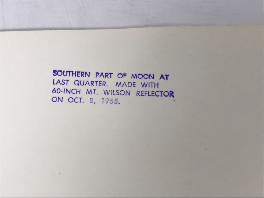 Vintage B&W Photograph Of The Southern Part Of Moon At Last Quarter Made With 60' Mt. Wilson Reflector On Oct. 8, 1955 10W X 8H [Photo 9]