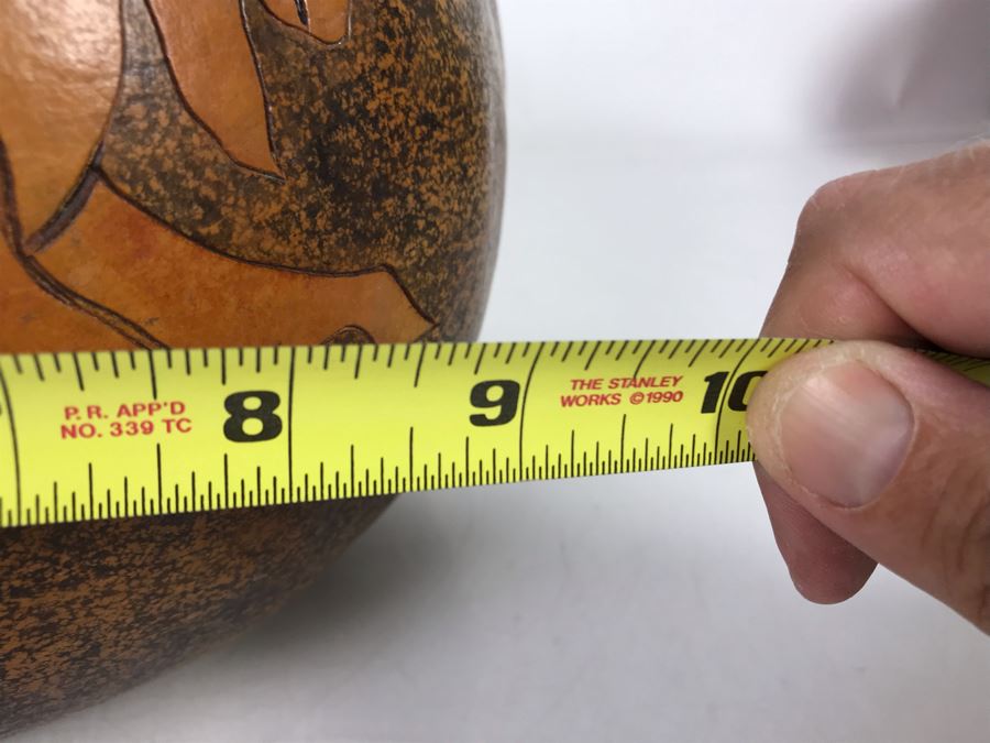 Hand Carved Gourd Artwork With Buffalo 10W X 8H [Photo 12]