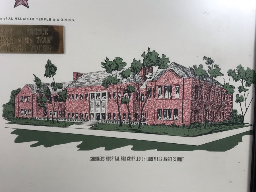 Framed Pasadena Shrine Club Certificate With Custom Brass Nameplate: Frank J. Pierce Shriner Of The Year 100 Years Young 18.5W X 12H [Photo 5]