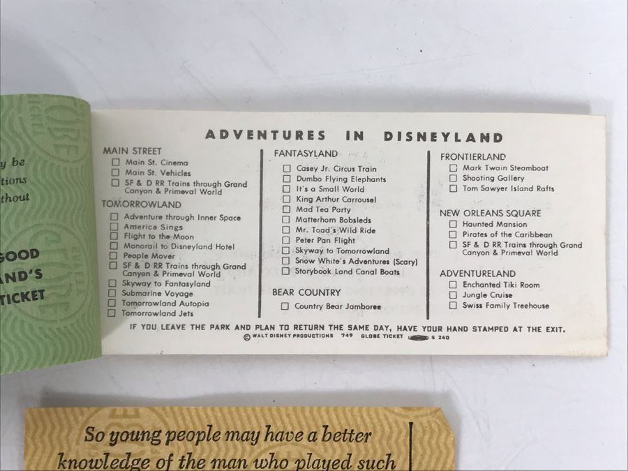 Various Vintage Disneyland Tickets - See Photos [Photo 13]