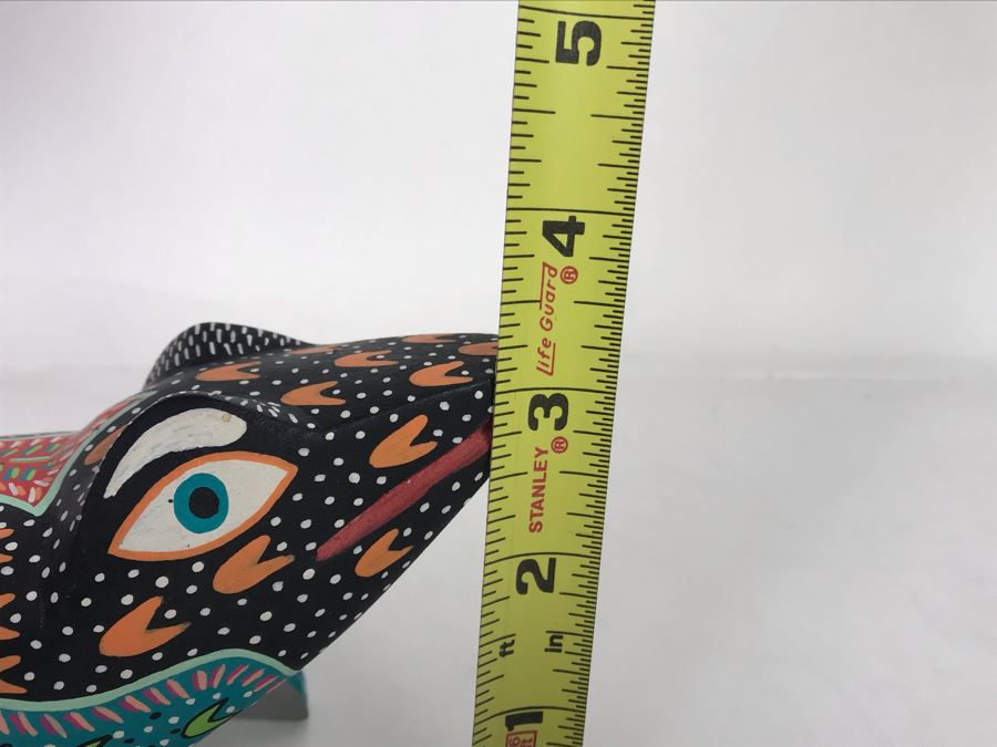 Signed Oaxacan Wood Carved Frog By Gilberto A. Soriano Col. Emiliano Zapata 7W X 3.5H [Photo 10]