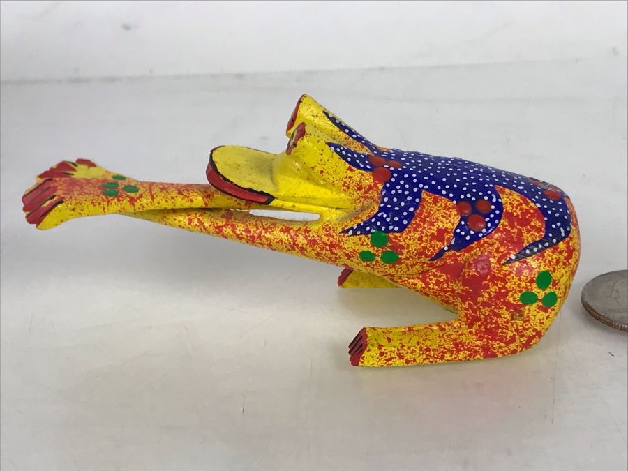 Oaxacan Wood Carved Frog Signed By Pablo Sosa Hernandez 4W X 1.5D X 1.5H [Photo 6]