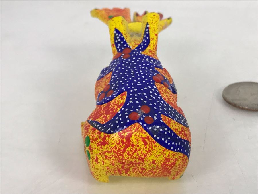 Oaxacan Wood Carved Frog Signed By Pablo Sosa Hernandez 4W X 1.5D X 1.5H [Photo 5]