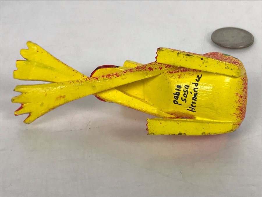 Oaxacan Wood Carved Frog Signed By Pablo Sosa Hernandez 4W X 1.5D X 1.5H [Photo 7]