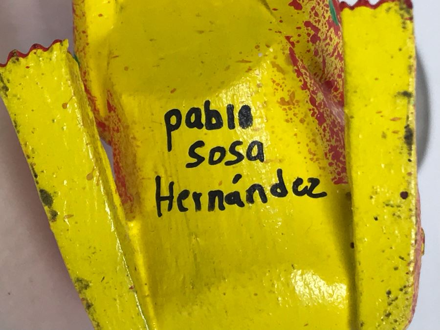 Oaxacan Wood Carved Frog Signed By Pablo Sosa Hernandez 4W X 1.5D X 1.5H [Photo 8]